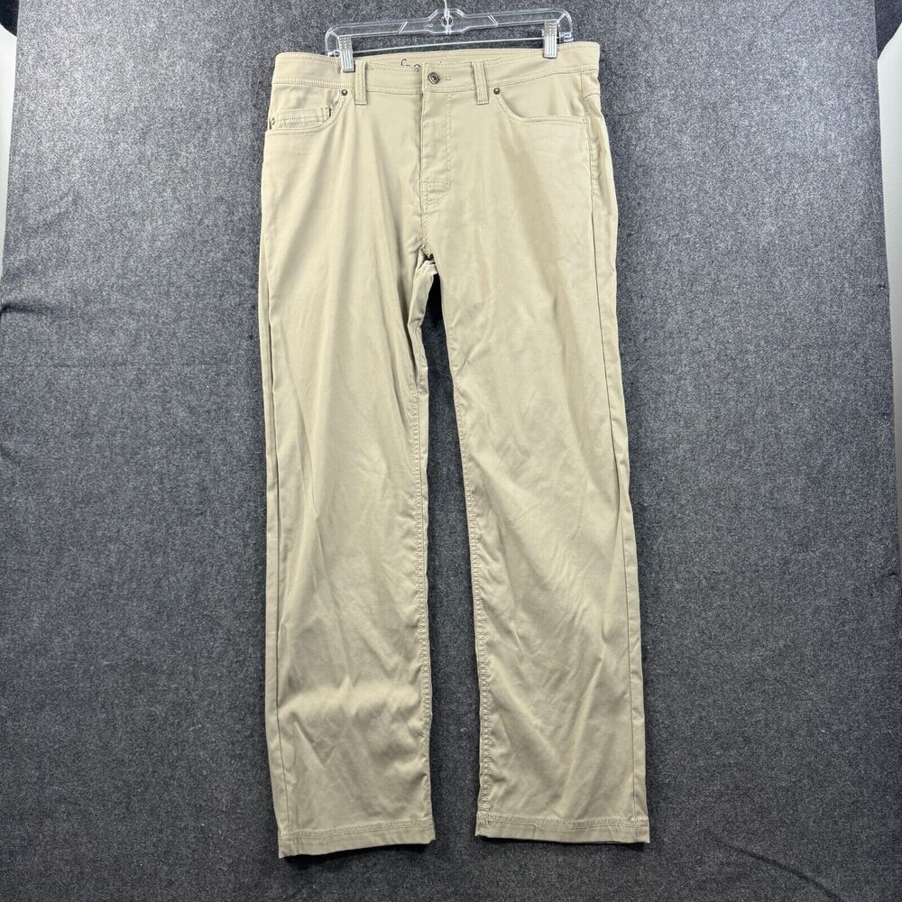 Prana Slim Fit Jeans Men's 35 Beige Khaki Hiking Outdoors Stretch